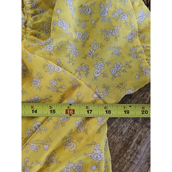 Banana Republic Yellow Floral Balloon Sleeve Blouse Women's Size S NWT - Picture 7 of 10